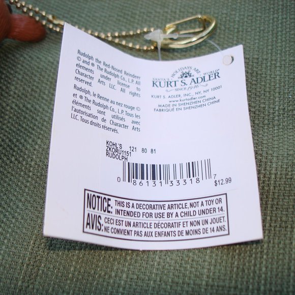 Rudolph the Red Nosed Reindeer Key Chain Christmas Ornament - Picture 5 of 7